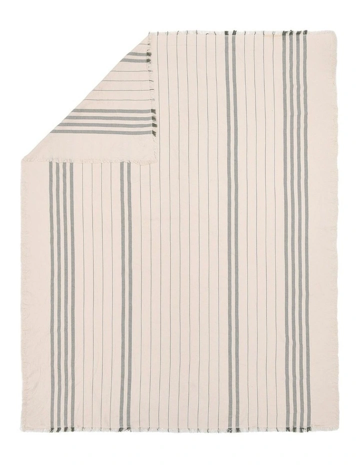 Dreamaker Hayden Cotton Blanket in Olive Stripe image 2