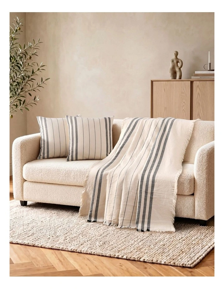 Dreamaker Hayden Cotton Blanket in Graphite Stripe image 4