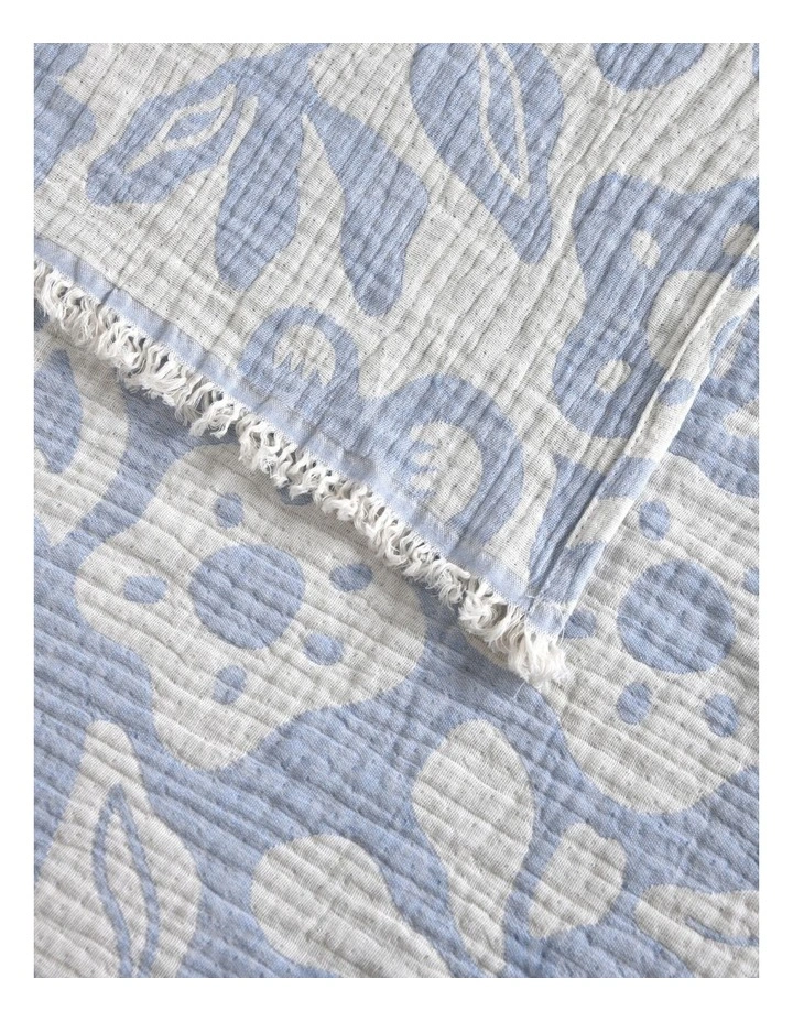 Dreamaker Briar Floral Cotton Blanket in Sky Blue image 4