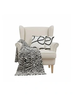SOGA White Letter Pillows & Black & White Zebra Throw 2 Sets