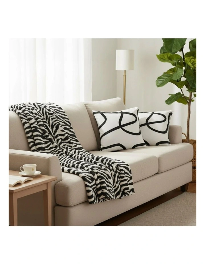 SOGA  White Letter Pillows & Black & White Zebra Throw 2 Sets image 2
