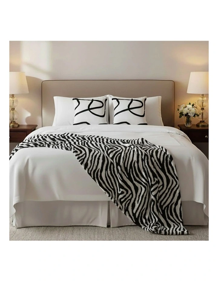 SOGA  White Letter Pillows & Black & White Zebra Throw 2 Sets image 3