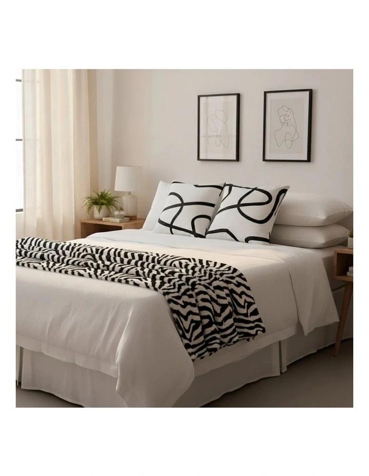 SOGA  White Letter Pillows & Black & White Zebra Throw 2 Sets image 4