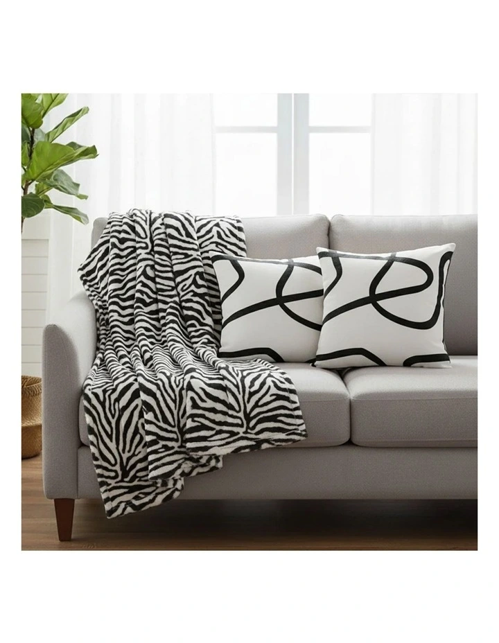 SOGA  White Letter Pillows & Black & White Zebra Throw 2 Sets image 6