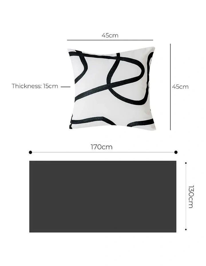 SOGA  White Letter Pillows & Black & White Zebra Throw 2 Sets image 7