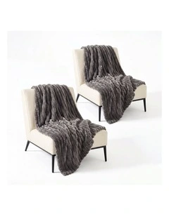 SOGA 2 Pack Grey Flannel Polyester Throw Blanket 200x230cm