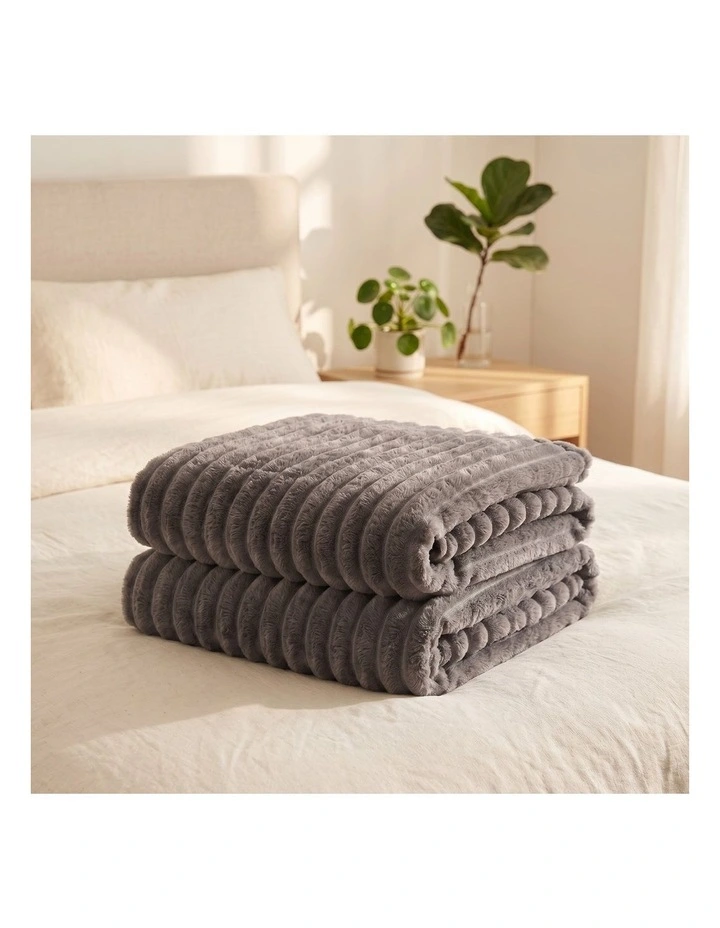 SOGA 2 Pack Grey Flannel Polyester Throw Blanket 200x230cm image 3