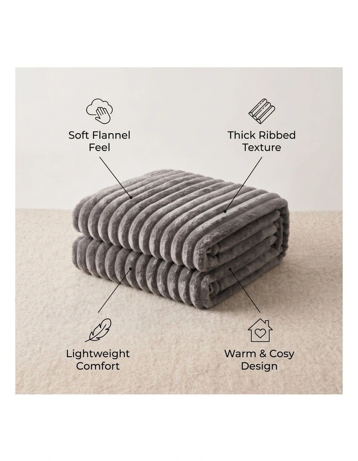 SOGA 2 Pack Grey Flannel Polyester Throw Blanket 200x230cm image 5