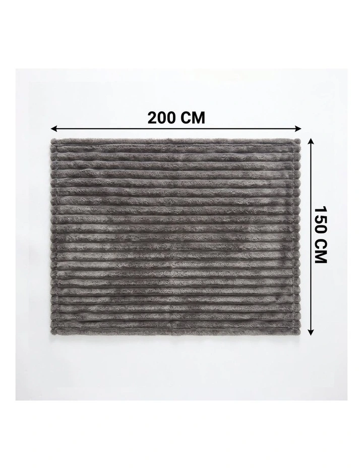 SOGA 2 Pack Grey Flannel Polyester Throw Blanket 200x230cm image 6