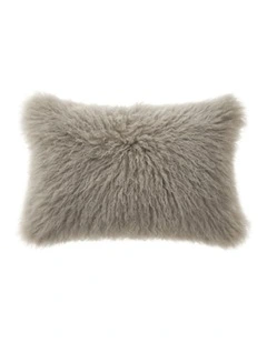 Naturally Sheepskins Long Wool Mongolian Sheepskin Cushion Cover in Stone