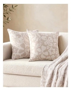 Dreamaker Briar Floral Cotton Cushion Covers Twin Pack 50x50cm in Natural
