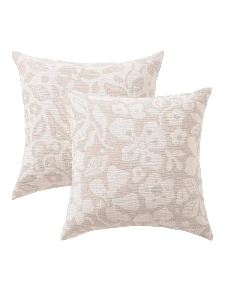 Dreamaker Briar Floral Cotton Cushion Covers Twin Pack 50x50cm in Natural image 2