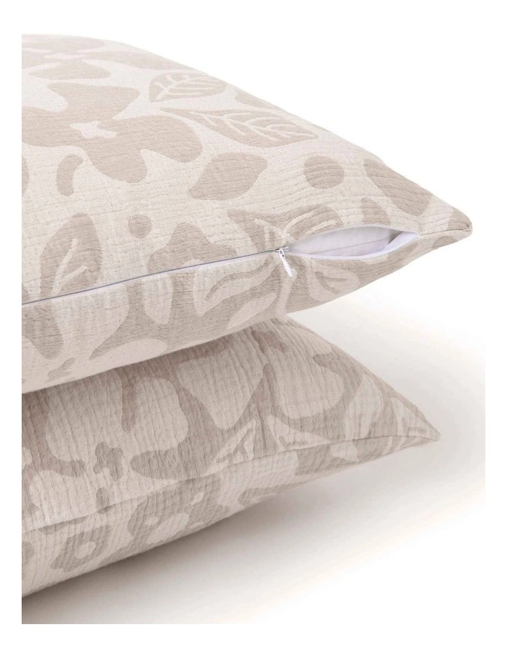 Dreamaker Briar Floral Cotton Cushion Covers Twin Pack 50x50cm in Natural image 4