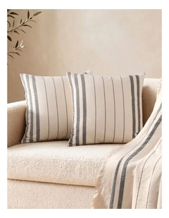 Dreamaker Hayden Cotton Cushion Covers Twin Pack 50x50cm in Graphite Stripe