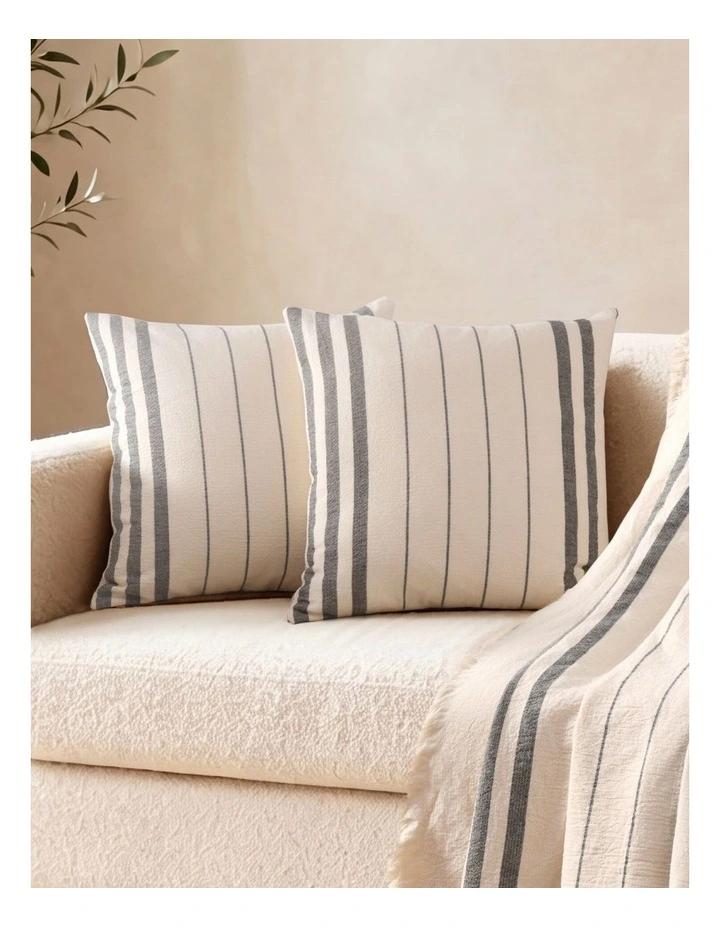 Dreamaker Hayden Cotton Cushion Covers Twin Pack 50x50cm in Graphite Stripe image 1