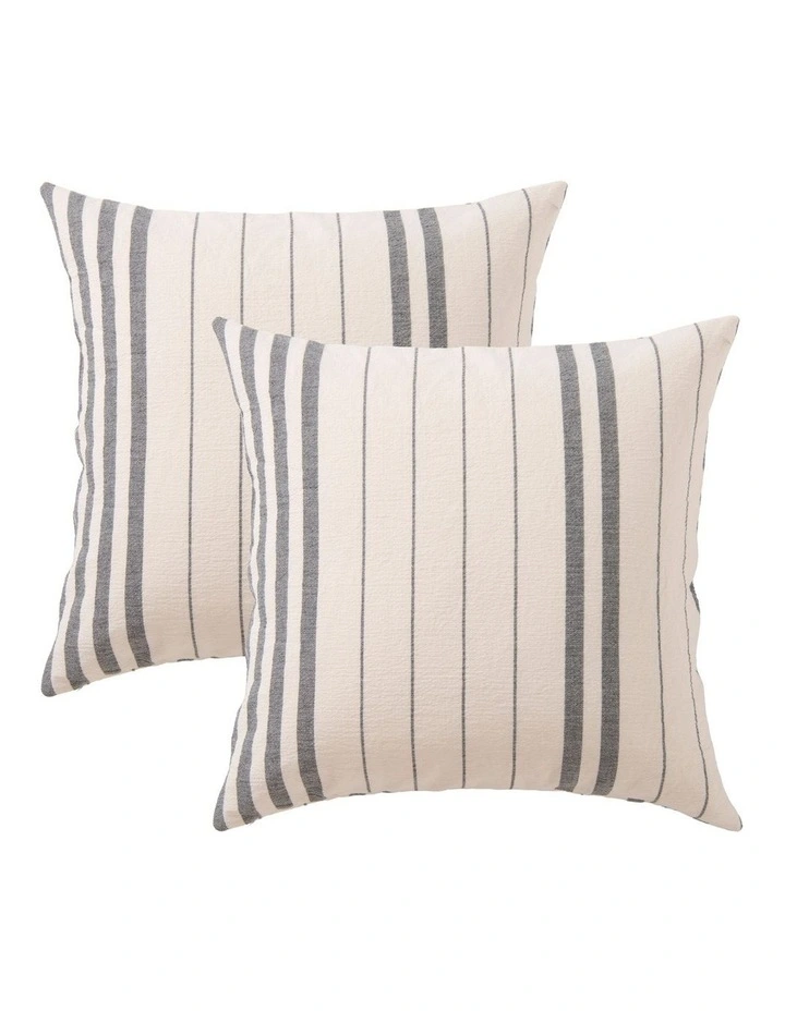 Dreamaker Hayden Cotton Cushion Covers Twin Pack 50x50cm in Graphite Stripe image 2