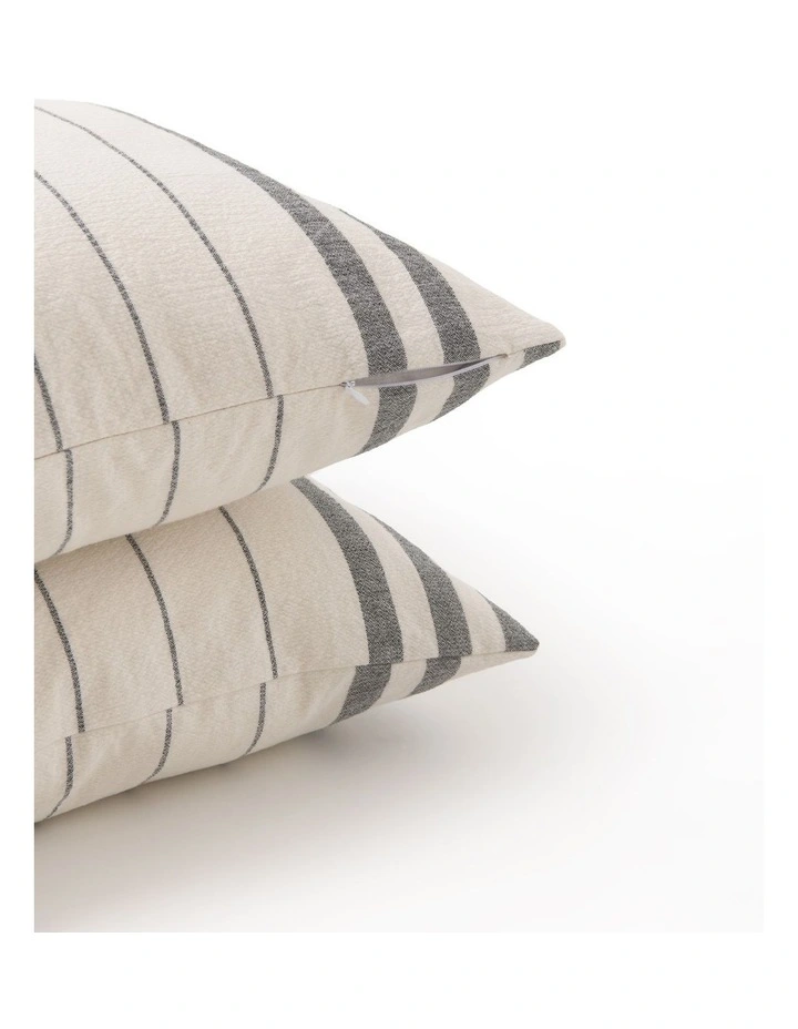 Dreamaker Hayden Cotton Cushion Covers Twin Pack 50x50cm in Graphite Stripe image 3