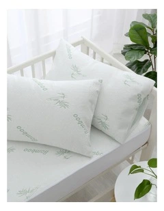 Dreamaker 260gsm Bamboo Knitted Baby COT Waterproof Pillow Protector White 2-Pack