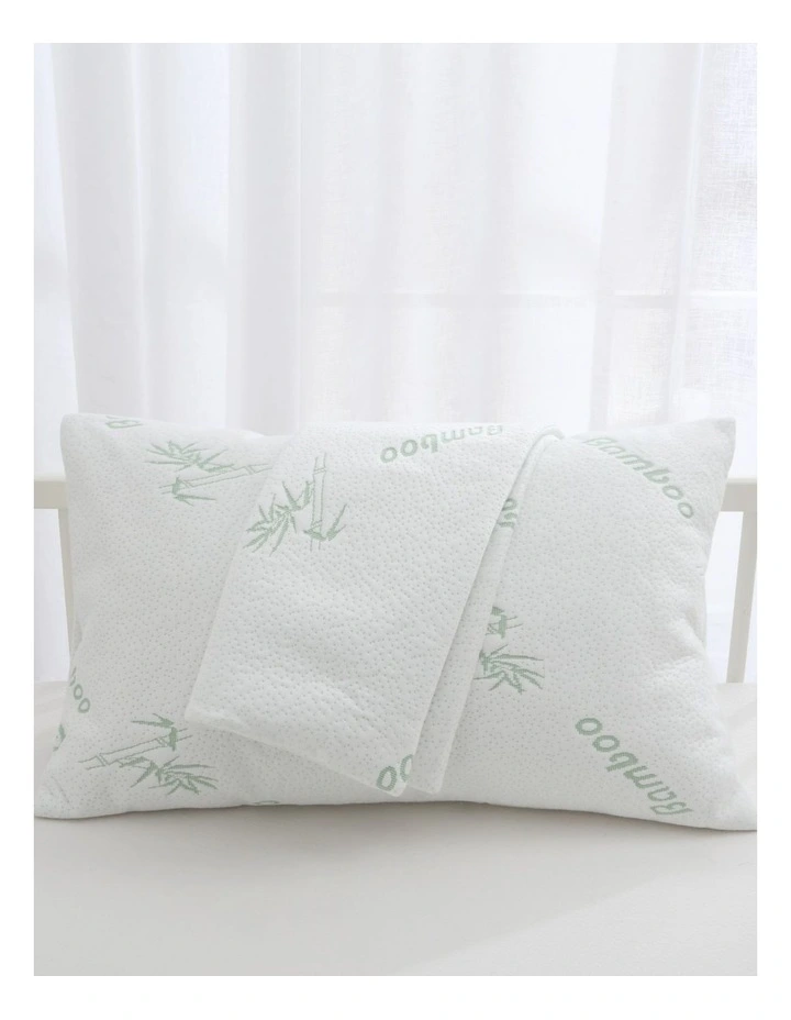 Dreamaker 260gsm Bamboo Knitted Baby COT Waterproof Pillow Protector White 2-Pack image 6