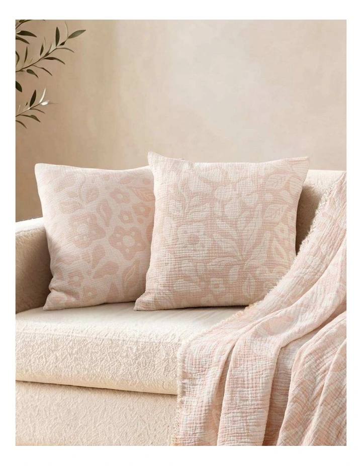 Dreamaker Briar Floral Cotton Cushion Covers Twin Pack 50x50cm in Pink image 1