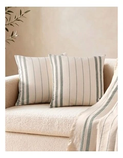 Dreamaker Hayden Cotton Cushion Covers Twin Pack 50x50cm in Olive Stripe
