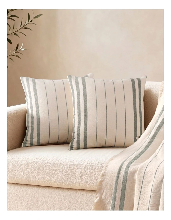 Dreamaker Hayden Cotton Cushion Covers Twin Pack 50x50cm in Olive Stripe image 1