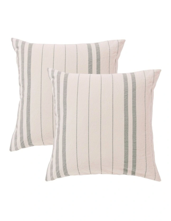 Dreamaker Hayden Cotton Cushion Covers Twin Pack 50x50cm in Olive Stripe image 2