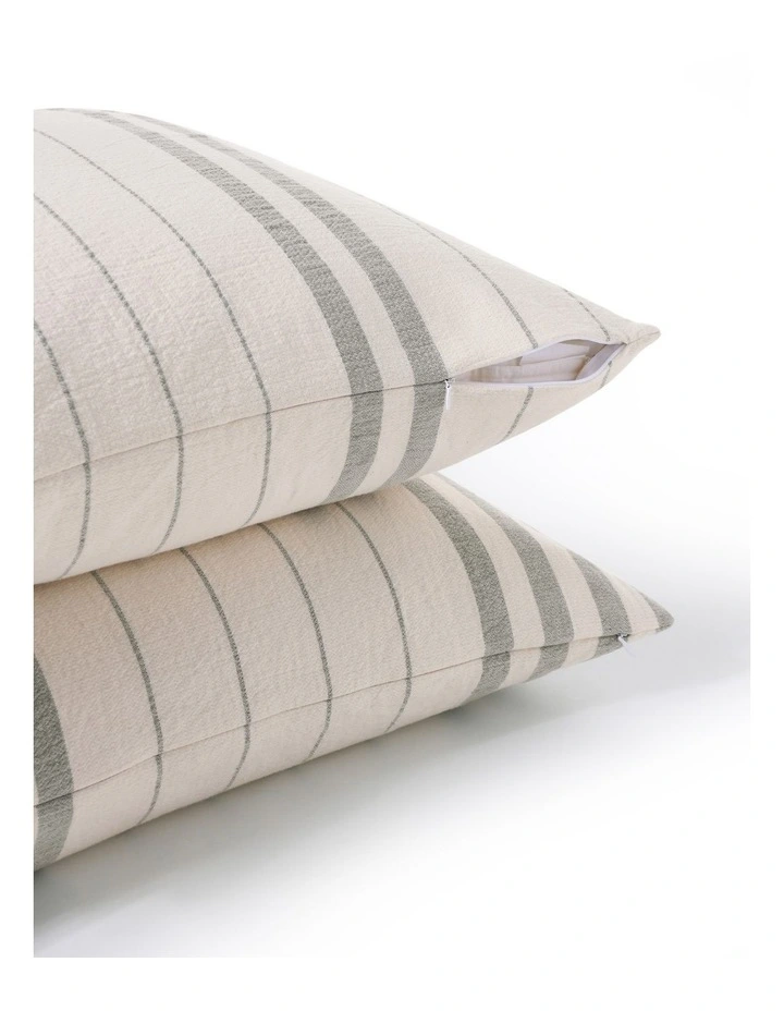 Dreamaker Hayden Cotton Cushion Covers Twin Pack 50x50cm in Olive Stripe image 3