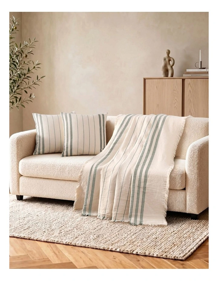 Dreamaker Hayden Cotton Cushion Covers Twin Pack 50x50cm in Olive Stripe image 5
