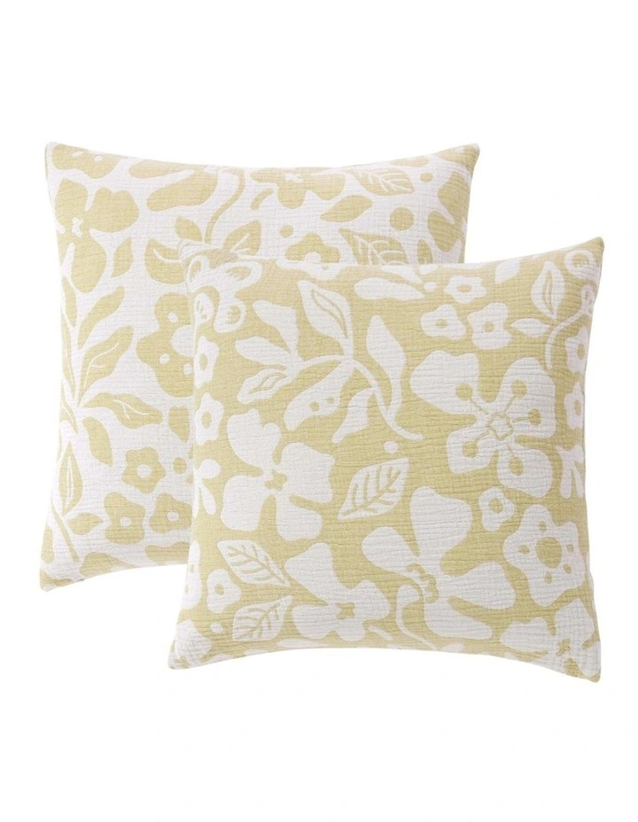 Dreamaker Briar Floral Cotton Cushion Covers Twin Pack 50x50cm in Buckwheat image 2