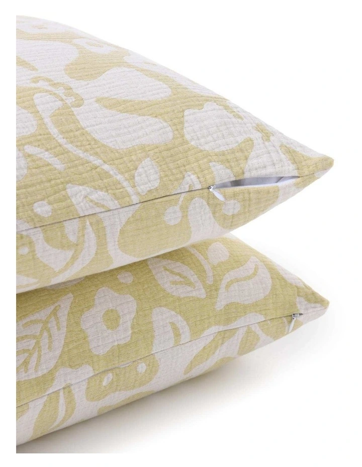 Dreamaker Briar Floral Cotton Cushion Covers Twin Pack 50x50cm in Buckwheat image 4