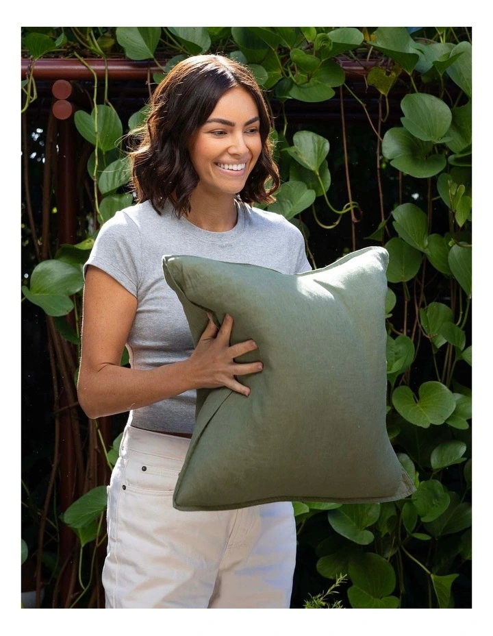 Linen Square Cushion Moss image 3