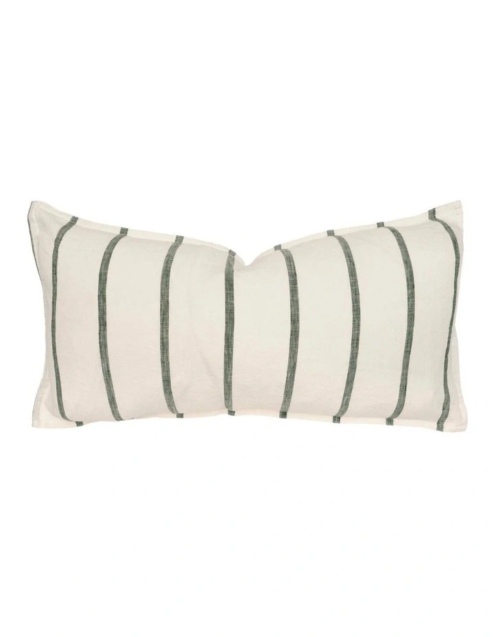 Linen Rectangle Cushion Moss Stripe image 1