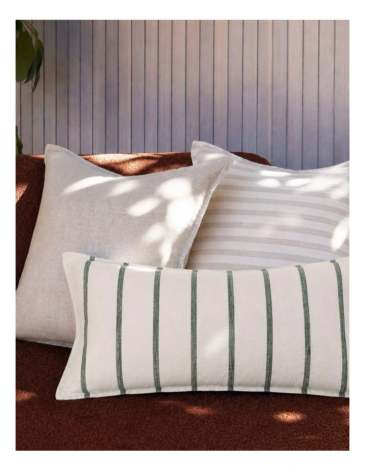 Linen Rectangle Cushion Moss Stripe image 3