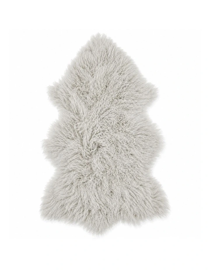 TIBETAN FUR SKIN THROW - SILVER GREY image 1