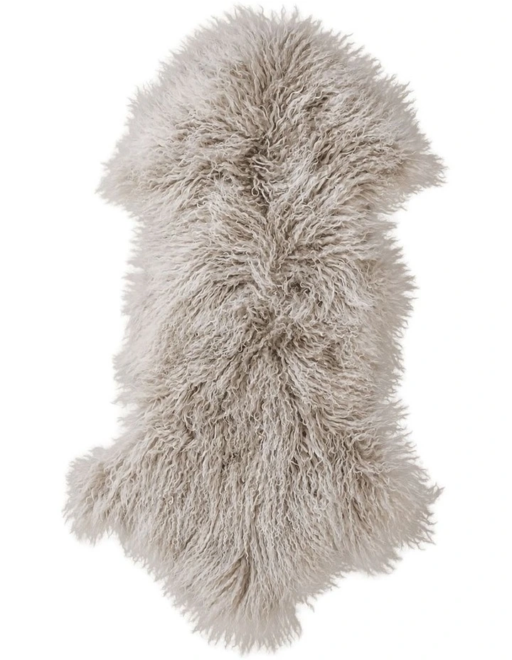 TIBETAN FUR SKIN THROW - GREY SNOWFLAKE image 1