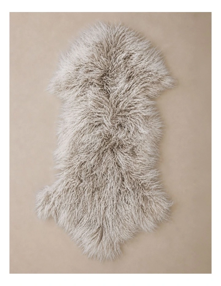 TIBETAN FUR SKIN THROW - GREY SNOWFLAKE image 2