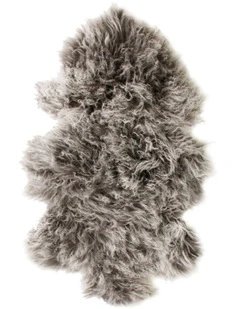 TIBETAN FUR SKIN THROW - CHARCOAL SNOWFLAKE