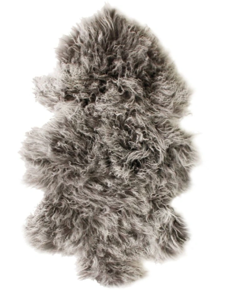 TIBETAN FUR SKIN THROW - CHARCOAL SNOWFLAKE image 1