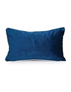 SOHO - NAVY - VELVET CUSHION - WHITE PIPE