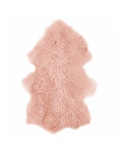 TIBETAN FUR SKIN THROW - PINK