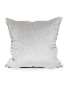 SOHO - PEBBLE GREY - VELVET CUSHION - WHITE PIPE