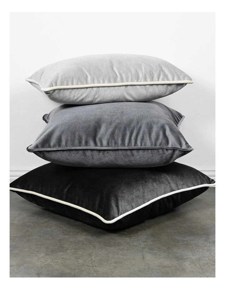 SOHO - PEBBLE GREY - VELVET CUSHION - WHITE PIPE image 3