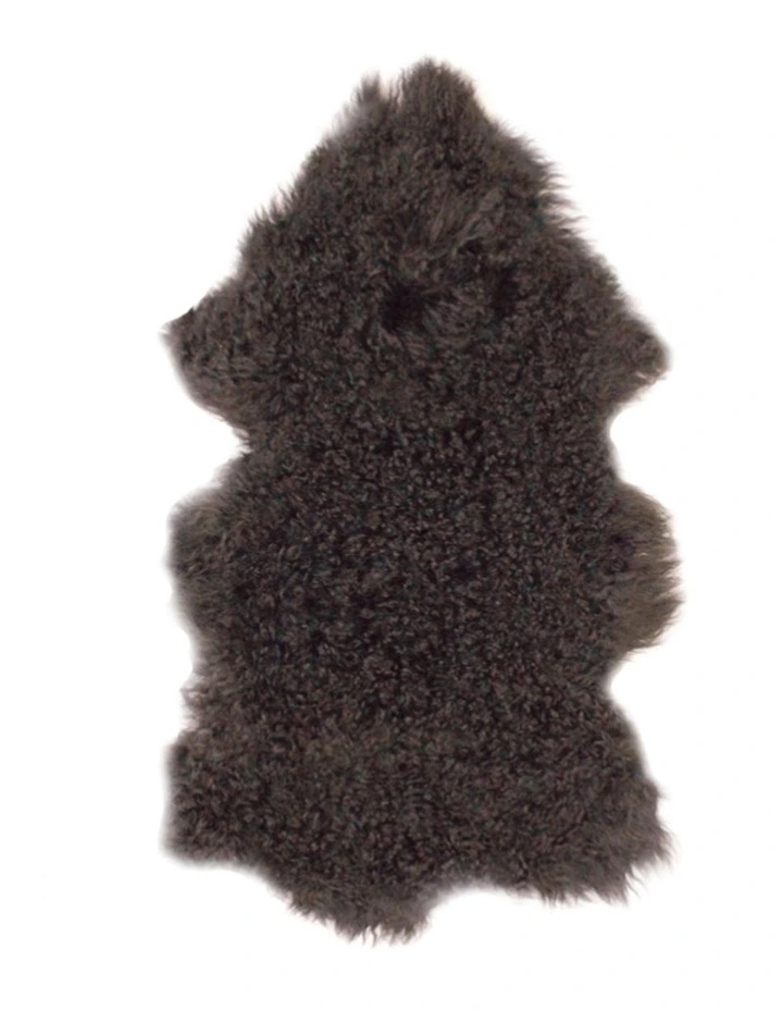 TIBETAN FUR SKIN THROW - CHARCOAL image 1