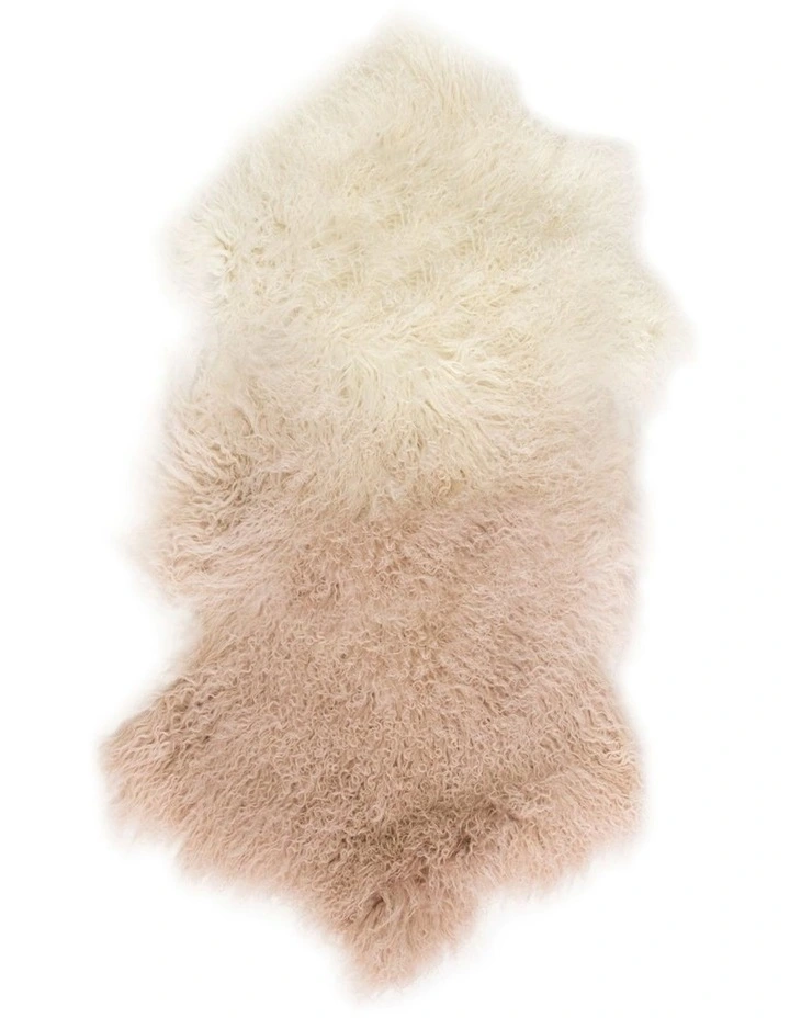 TIBETAN FUR SKIN THROW - IVORY BLUSH OMBRE image 1