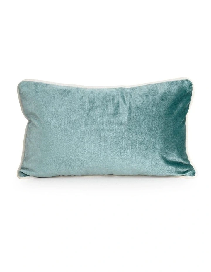 SOHO - AQUA - VELVET CUSHION - WHITE PIPE image 1