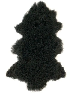 TIBETAN FUR SKIN THROW - BLACK