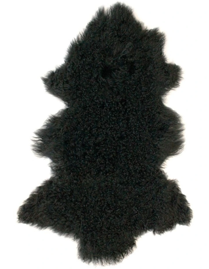 TIBETAN FUR SKIN THROW - BLACK image 1
