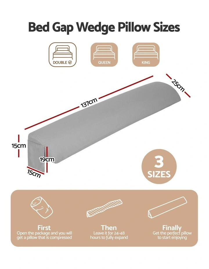 Giselle Bed Wedge Mattress Gap Filler Pillow with 2 Pockets for Dorm, Double Size image 2