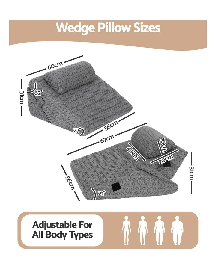 Giselle Cooling Egg Gel Bed Wedge Triangle Pillow for Reading & Neck Support, 30D image 2